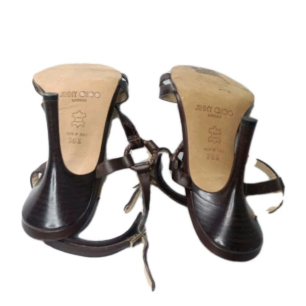 Vintage Jimmy Choo Heeled Sandals Women's Size 36.5 Shoes Brown - Picture 10 of 12